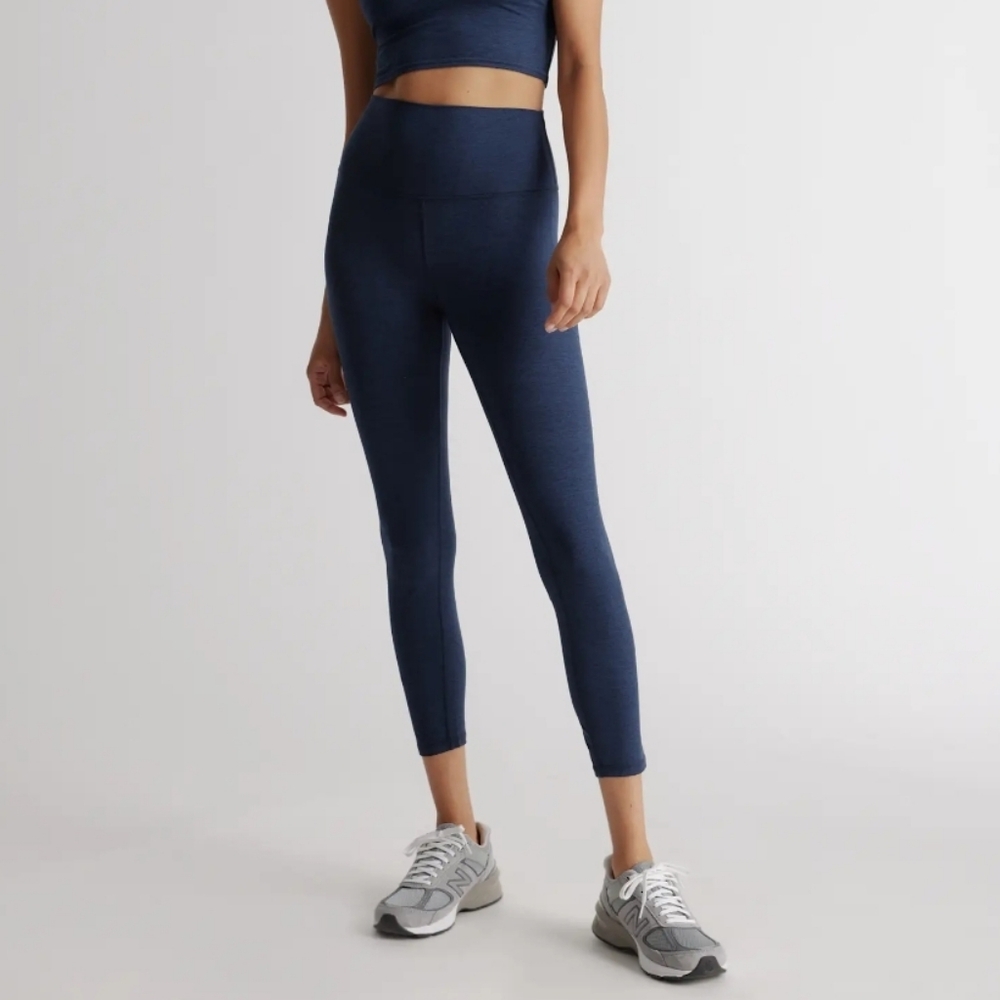Quince Navy Heather High-Waisted Leggings